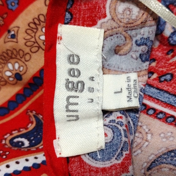 Umgee Boho Floral Hi-Low Maxi Dress L Plunging V-Neck V-back Flowy Festival Chic - Picture 14 of 14